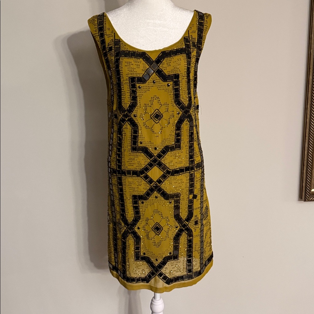 Free People Yellow and Black Mini Dress